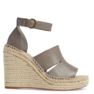 Treasure & Bond Nordstrom Sannibel Lea Platform Gray Leather Wedge Sandals 9 M